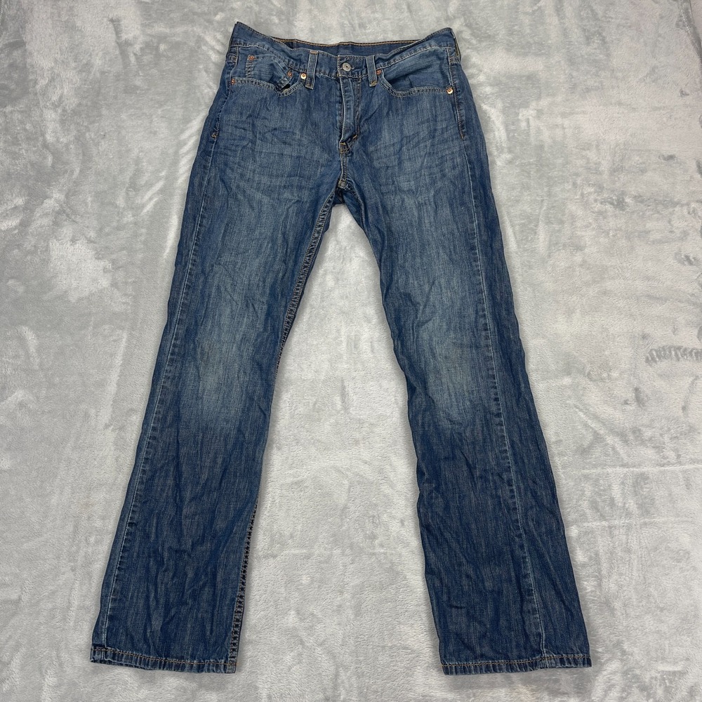 Levi's Jeans Mens 31x30 Blue Denim 527 Whiskered Faded Stretch Slim Bootcut Leg